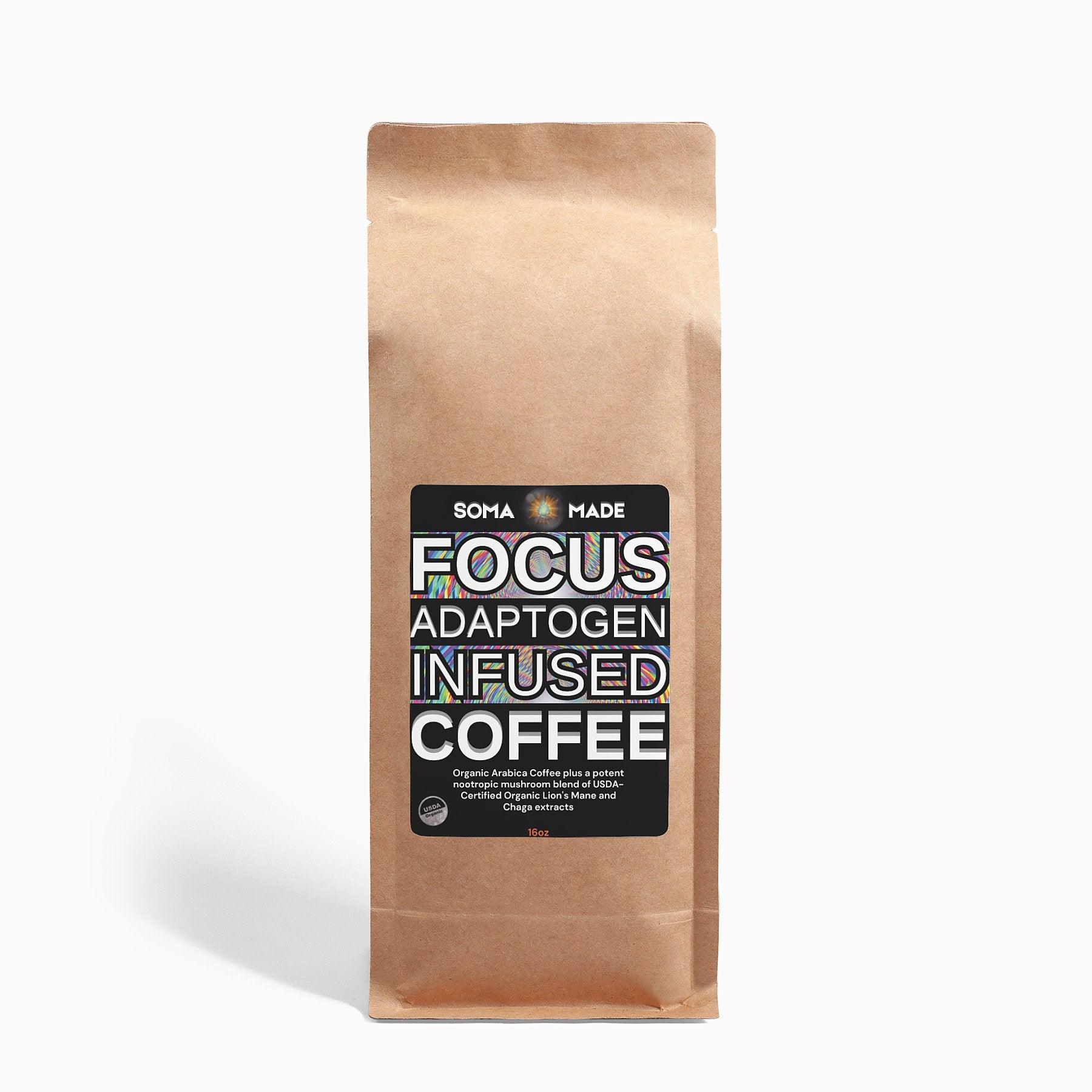 Focus Adaptogen Infused Coffee - Lion’s Mane & Chaga 16oz - SOMA MADE