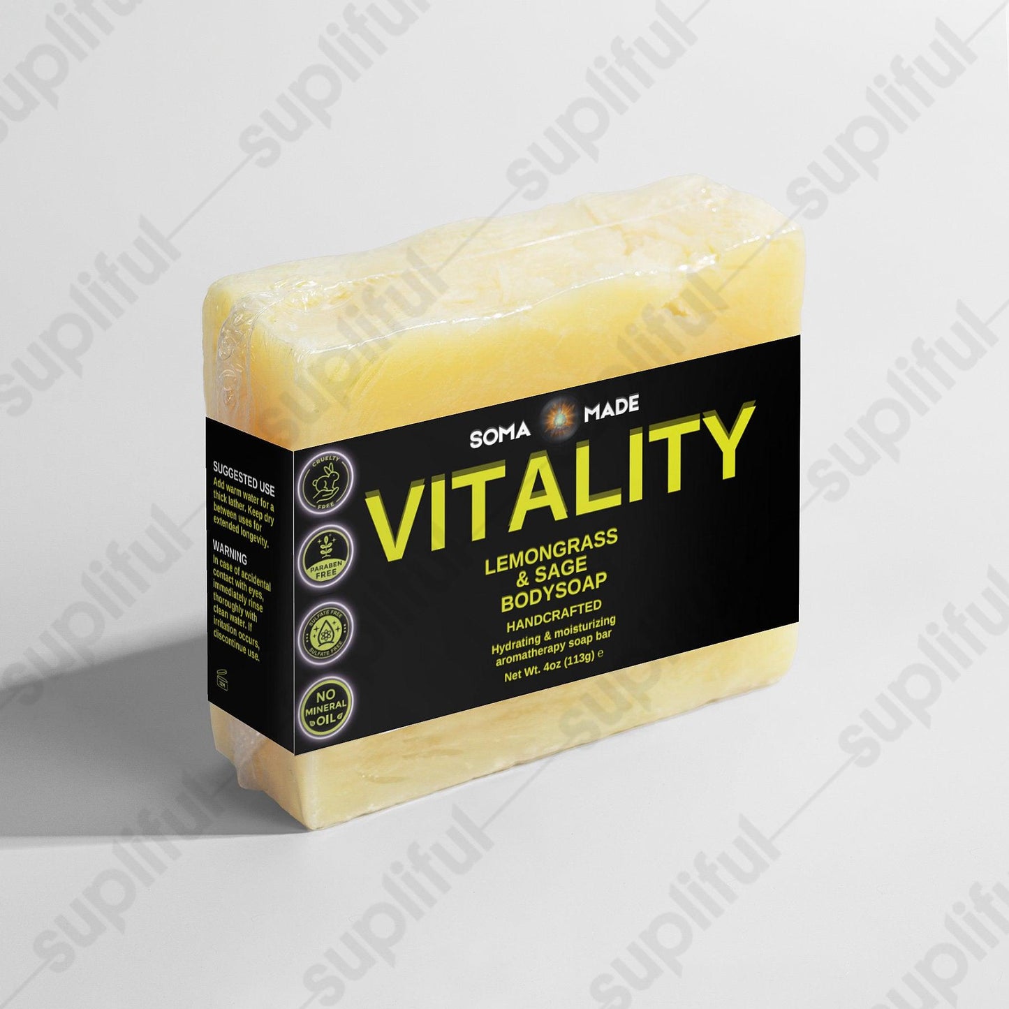 Vitality Lemongrass & Sage Body Soap - SOMA MADE